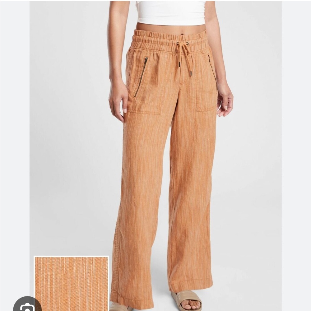 Athleta linen wide leg pants. Size 10P, previously worn